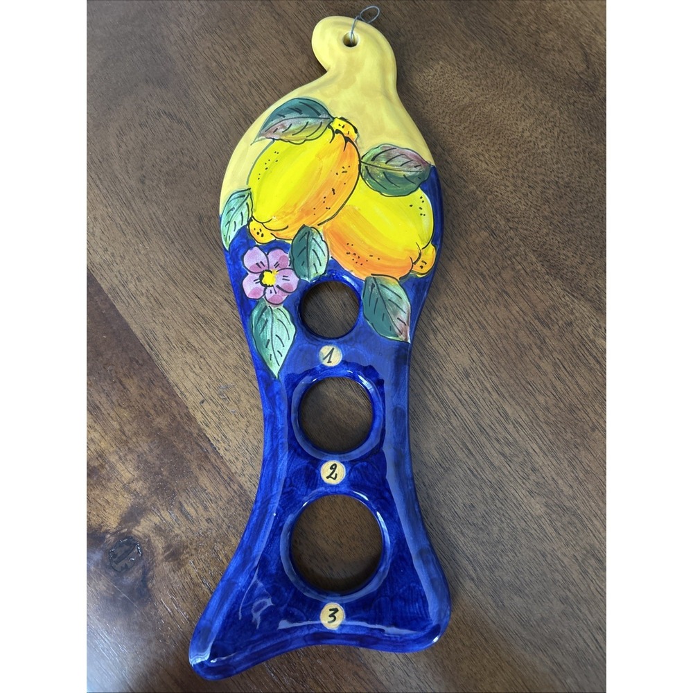 Vintage Italian Ceramic Spaghetti Measure Hand Painted Lemons Italy W/hanger